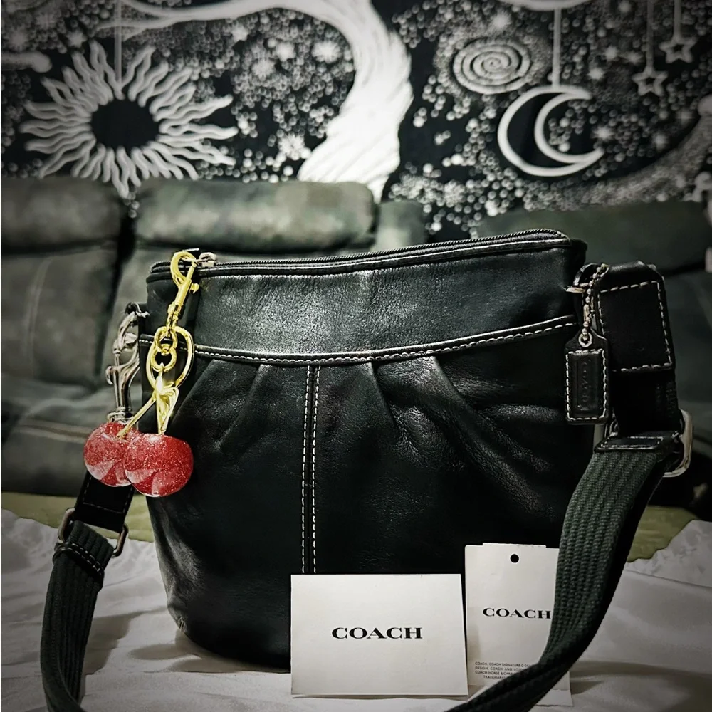 Vintage Coach soho Black Leather Shoulder Bag Crossbody purse - Picture 8 of 17